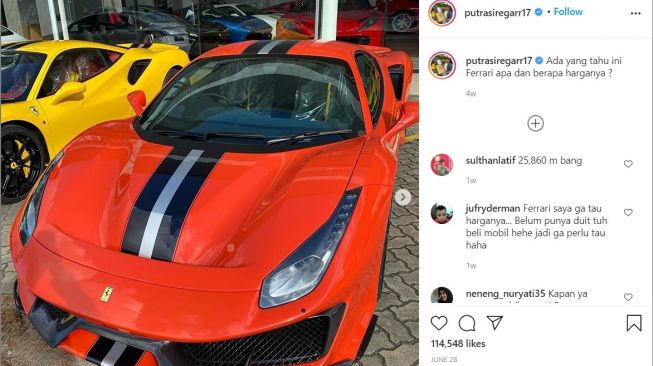 Ferrari impian Putra SIregar (Instagram)