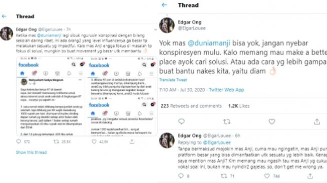 Warganet sindir Anji yang dianggap sebar konspirasi sistem sekolah online (Twitter)