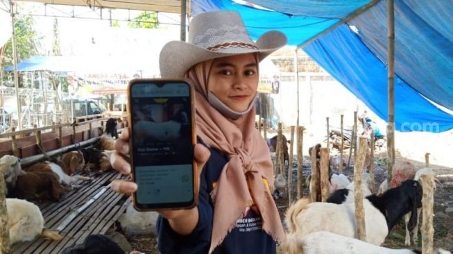 Tarik Pembeli, Juragan Kambing Pakai SPG Cantik Jual Hewan Kurban di Malang