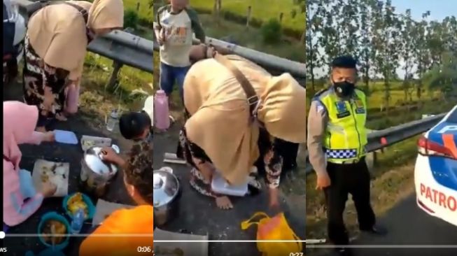 Viral Video Keluarga Makan di Pinggir Jalan Tol Cipali, Panen Hujatan