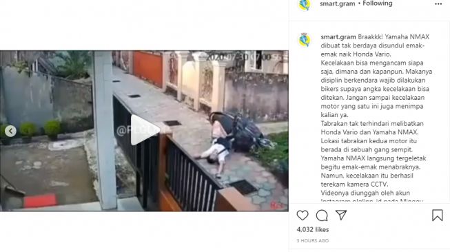 Pengendara Nmax Terkapar Ditabrak Emak-Emak, Netizen Bingung Salah Siapa