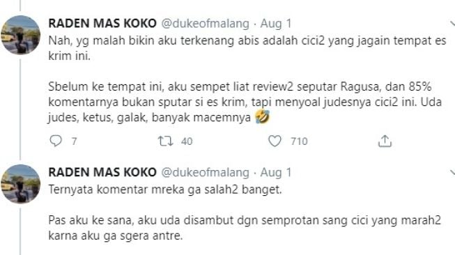 Komentar netizen soal Ragusa Es Italia. (Twitter/@dukeofmalang)