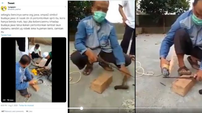 Sekelompok Pria Potong Keris yang Dianggap Sakti, Videonya Viral