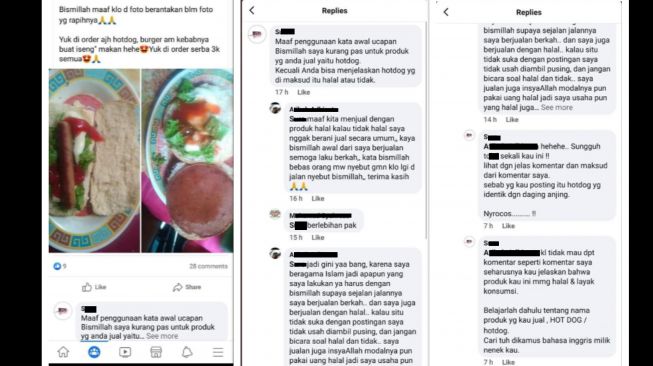 Komentar warganet menyebut hotdog sebagai makanan haram. (Twitter/@RecehNyaFacebok)