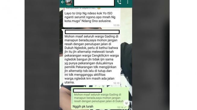 Klarifikasi terakit jalan yang ditutup menggunakan pagar beton (Facebook)