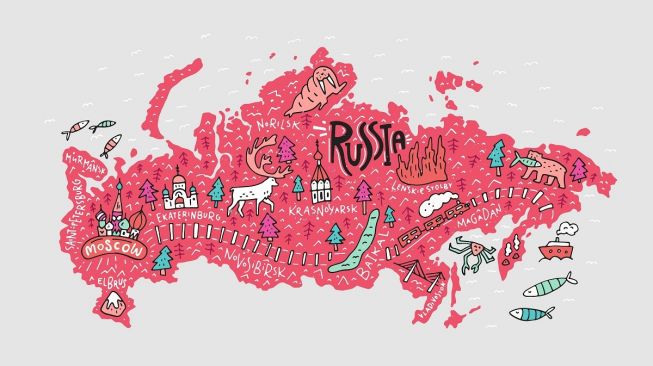 Ilustrasi peta Rusia. [Shutterstock]