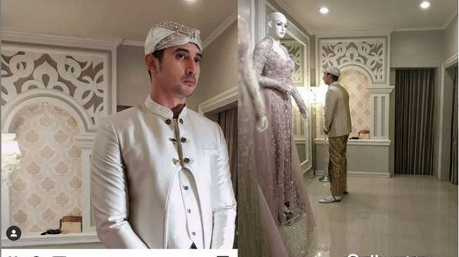 Ali Syakieb fitting baju pengantin. [Instagram]