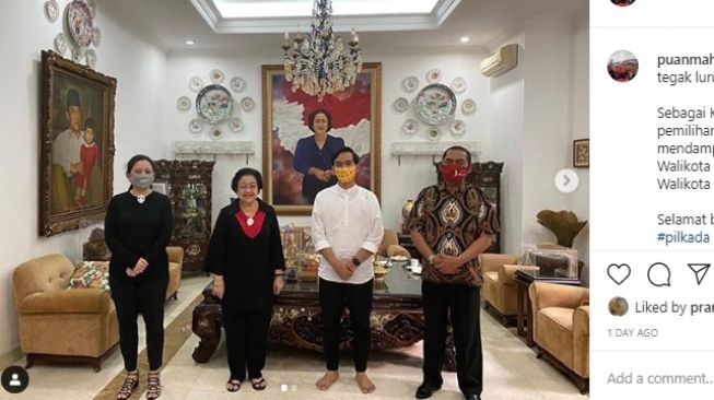 Gibran bersama Megawati, Puan Maharani dan FX Hadi Rudyatmo. (Instagram/@Puan Maharani)