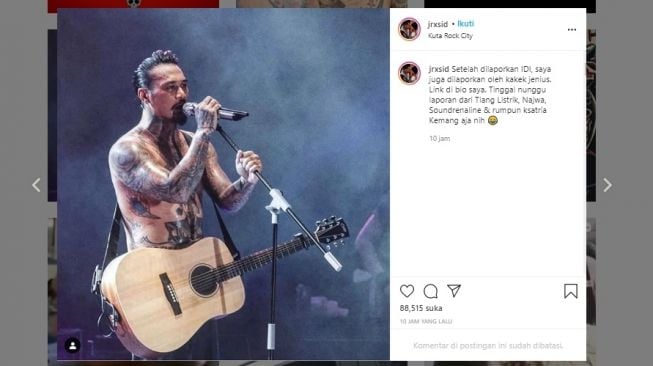 Jerinx mengaku dilaporkan kakek jenius (Instagram)