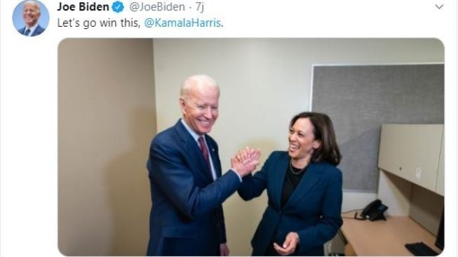 Joe Biden dan Kamala Harris. (Twitter/KamalaHarris)