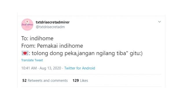 Cuitan warganet trending #indihome. [Twitter]