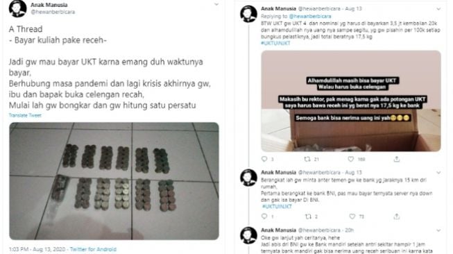 Viral Bayar UKT Pakai Receh, Pecah Celengan Gara-gara COVID-19