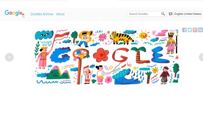 Google Doodle HUT RI. [Screenshot]