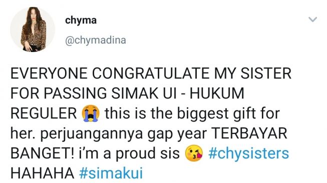 Reaksi Warganet Twitter terhadap Pengumuman SIMAK UI 2020 unggahan dari akun twitter/@chymadina