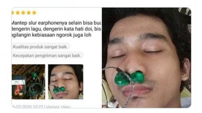 Testimoni earphone multifungsi bikin warganet ngakak (Twitter/txtdarionlshop)