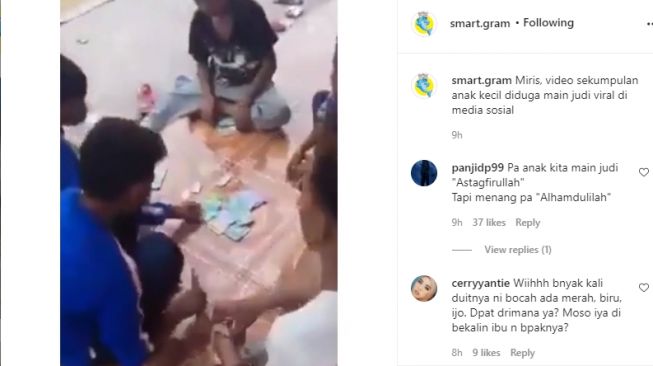 Miris, Viral Sekelompok Bocah Main Gaple Pakai Taruhan Uang Tunai