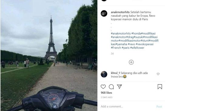 Honda Revo sudah sampai ke Menara Eiffel (instagram)