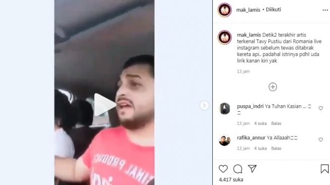 Detik-detik sebelum Tavy Pustiu ditabrak kereta [Instagram]