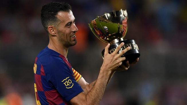 Gelandang jangkar Barcelona, Sergio Busquets. [Josep LAGO / AFP]