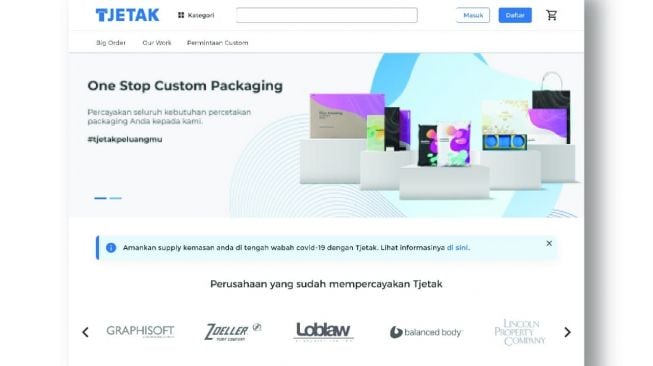 Startup pengemasan Tjetak. [Tjetak]