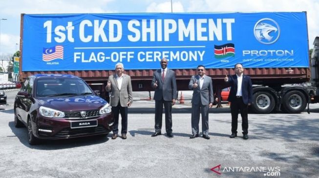 Perusahaan mobil nasional Malaysia, Proton, melakukan ekspor gelombang pertama ke Kenya, Afrika [ANTARA Foto/Ho-Proton] 