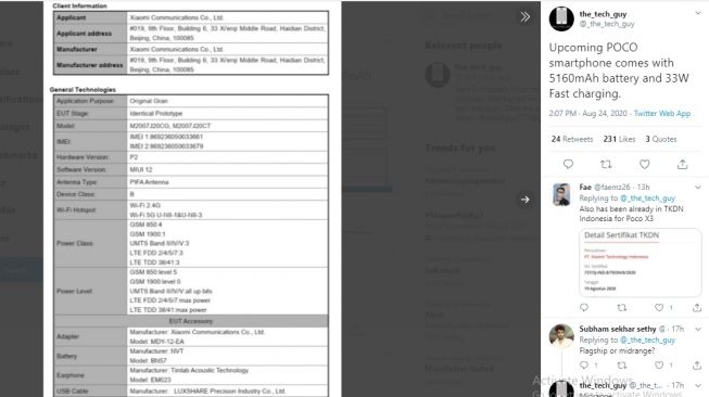 Bocoran Poco X3. [Twitter]