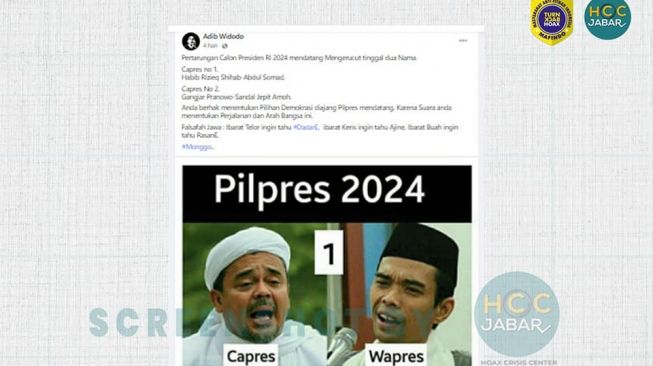 CEK FAKTA: Capres 2024 Sudah Mengerucut ke 2 Nama, Habib Rizieq vs Ganjar?