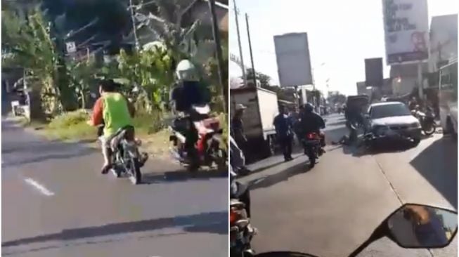 Pemotor Ini Nekat Melawan Arus dan Tabrak Mobil, Diduga Berkebutuhan Khusus