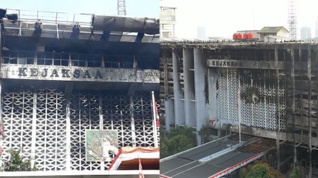 Pantauan Udara Pasca Gedung Kejaksaan Agung Terbakar, Sisa Puing dan Arang