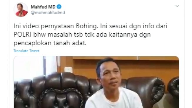 Video Buhing Dicurigai Dibuat dalam Tekanan, Mahfud Suruh Tanya Langsung