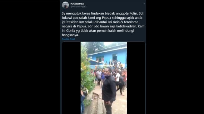 Natalius Pigai mendukung aksi Edo Kondologit. (Twitter/@NataliusPigai2)