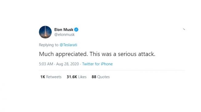 Postingan Elon Musk. [Twitter]