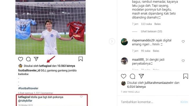 Postingan tentang Lutfi Agizal ]Instagram/@nenk_update]