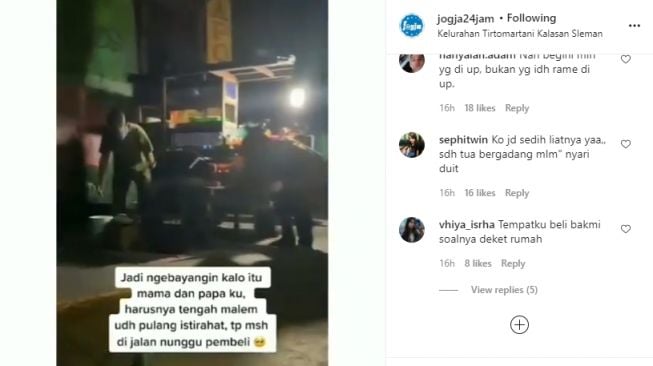 Sepasang suami istri tertidur saat menunggu pembeli di Jalan Raya Solo - Jogja. - (Instagram/@jogja24jam)