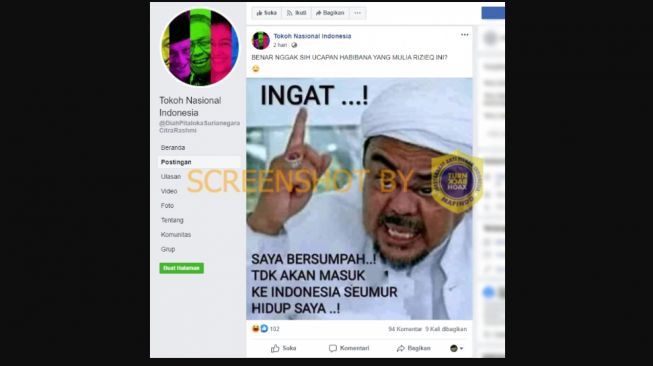 CEK FAKTA: Benarkah Rizieq Shihab Tidak Akan Kembali ke Indonesia?