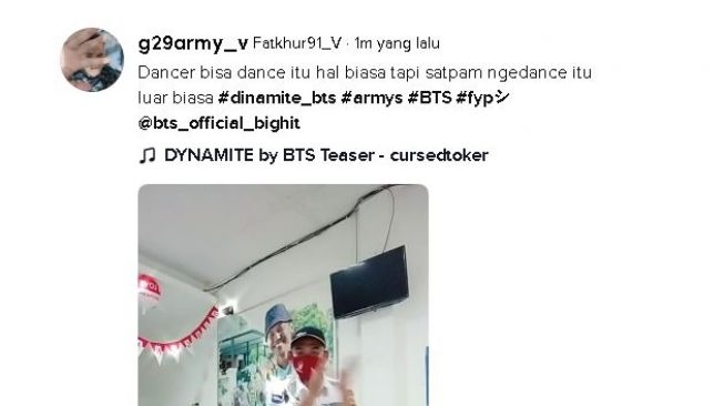 Video TikTok sang satpam yang meng-cover koreografinya BTS.  (TikTok/@g29army_v)