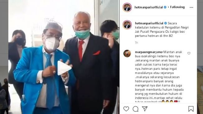 Hotman Paris ketika bertemu dengan OC Kaligis yang merupakan bos pertamanya. (Instagram/@hotmanparisofficial)