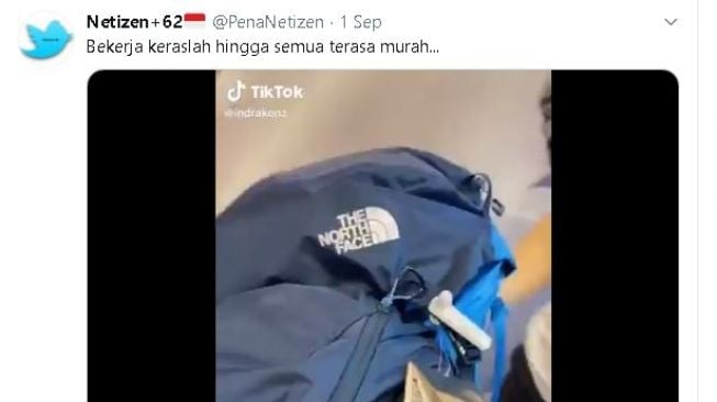 Unggahan video yang memperlihatkan aksi pendaki tajir sedang belanja. (Twitter/@PenaNetizen) 