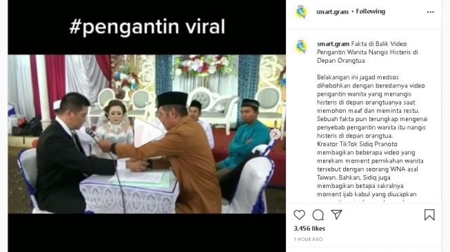 Terungkap fakta di balik pengantin wanita yang menangis tersedu-sedu saat prosesi sungkeman. (Instagram/@smart.gram)