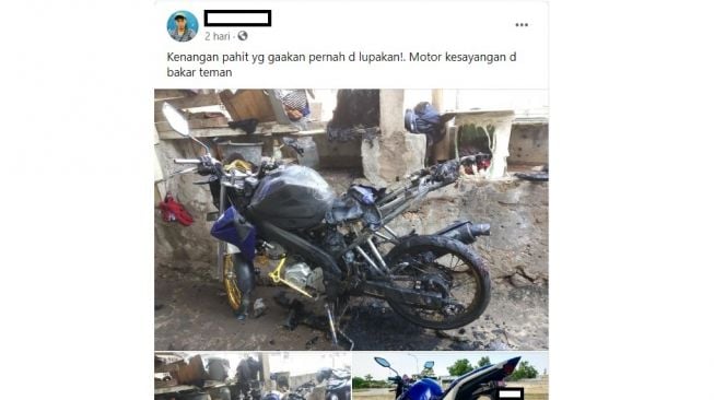 Curhat pemilik Yamaha V-Ixion yang motornya dibakar gara-gara bantu teman (Facebook)