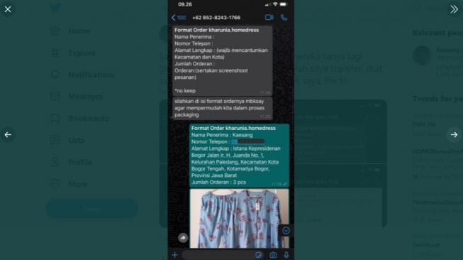 Postingan Kaesang membeli produk dari penipu online. [Twitter]