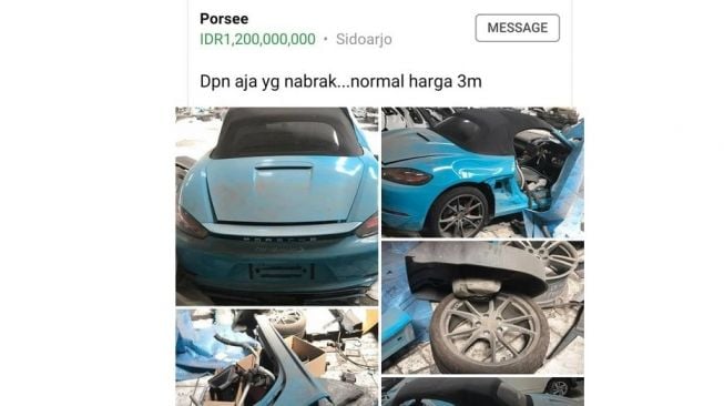 Harga Porsche bekas tabrakan ini bikin melongo (Facebook)