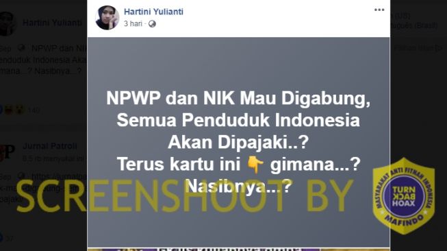 Cek Fakta: Benarkah Jika NPWP NIK Digabung Semua Penduduk Dikenai Pajak?