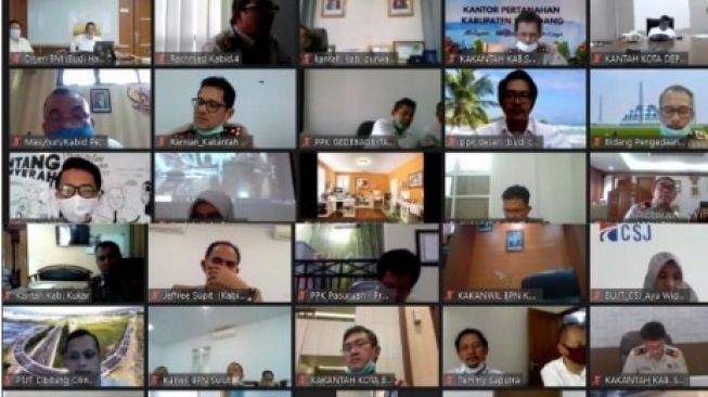 Rapat evaluasi pelaksanaan pengadaan tanah untuk kepentingan umum secara virtual, Jakarta, Senin (7/9/2020). (Dok : ATR/BPN)