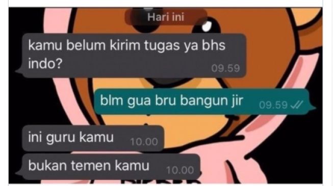 Nyawanya Baru Ngumpul, Anak Ini Balas Chat Guru Pakai Kata Tak Sopan
