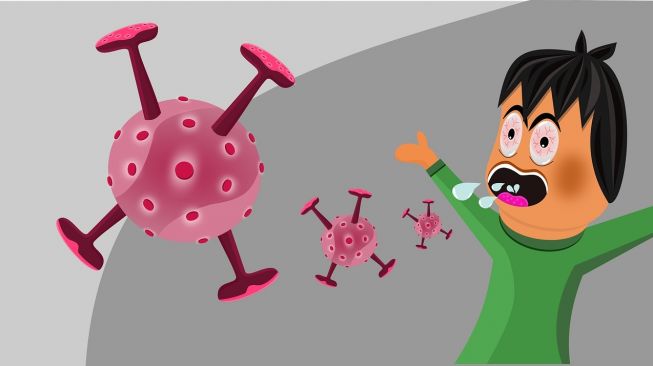 Ilustrasi droplet penyebar Covid-19. [Badafest/Pixabay] 