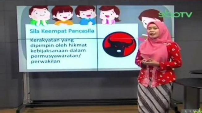 Heboh Logo PDIP Jadi Sila Keempat Progam Belajar Daring di Stasiun TV