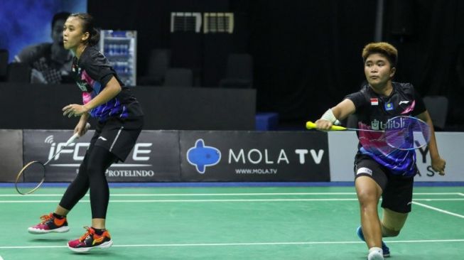 Ganda putri wakil tim Harimau Febriana Dwipuji Kusuma/Putri Syaikah menang straight game 21-19, 21-19 atas pasangan tim Garuda Febby Valencia Dwijayanti Gani/Yulfira Barkah dalam Simulasi Piala Uber 2020 yang digelar di Pelatnas PBSI Cipayung, Jakarta Timur, Kamis (10/9/2020). (Tim PBSI)