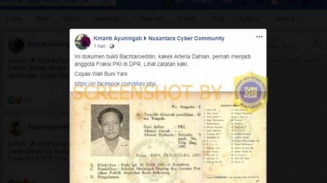 Cek Fakta: Benarkah Arteria Dahlan Cucu Bachtaroeddin Anggota PKI?