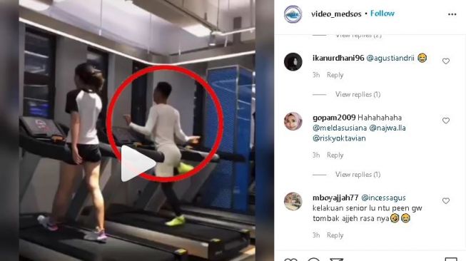 Tangkapan layar kelakuan orang di tempat fitness yang bikin ilfil cewek di sebelahnya.  (Instagram/@video_medsos)